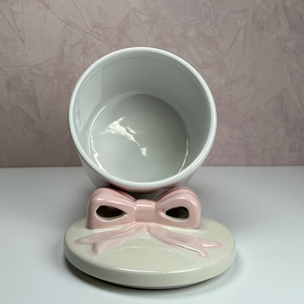 Striped Ceramic Jar with Pink Bow Lid - Picture 15 of 16
